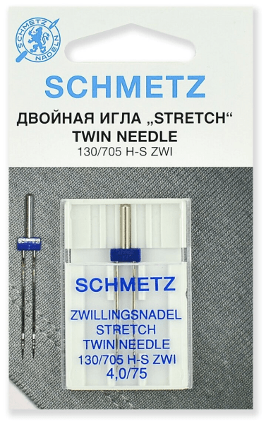 Иглы Schmetz стрейч двойные 130/705 H-S ZWI 4,0/75, 1 шт в Мурманске